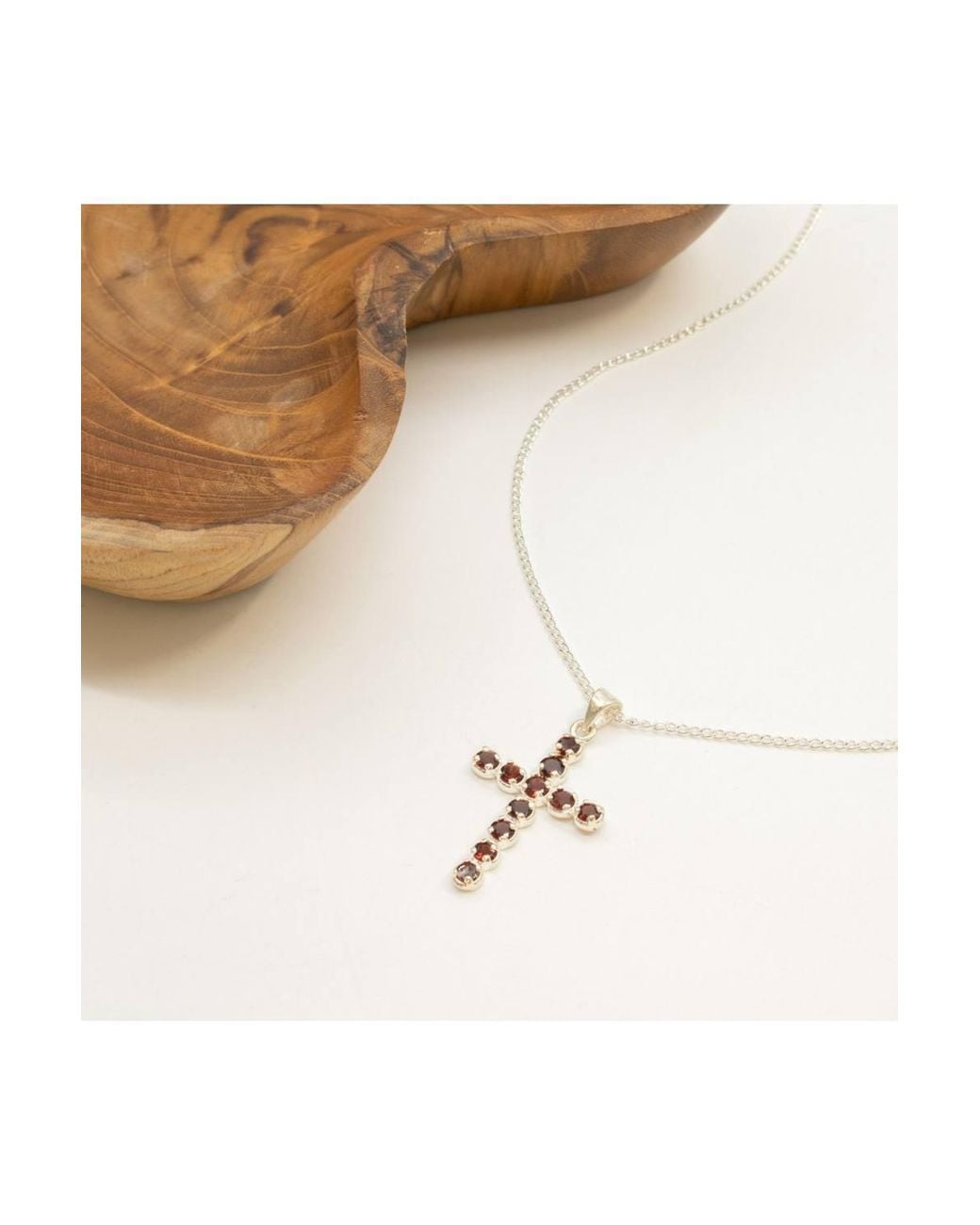 KDMD Red Plated Garnet Crucifix Pendant