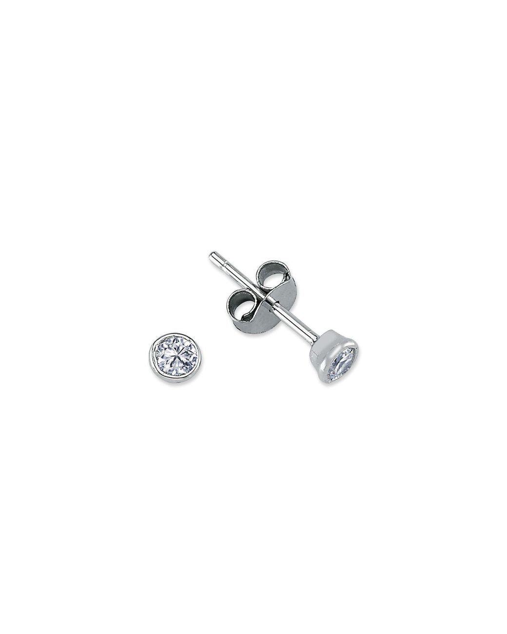 Jewelco London White Rhodium Plated Cz Solitaire Stud Earrings 4Mm 5Mm