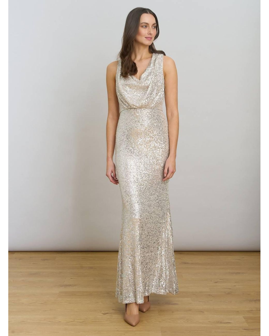 Gina Bacconi Metallic Terri Sequin Maxi Dress