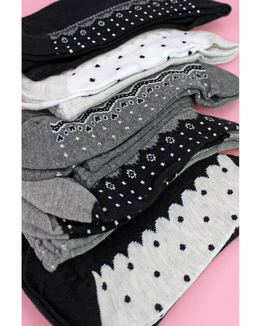 Sock Snob Black 5 Pairs Lace Effect Footbed Socks