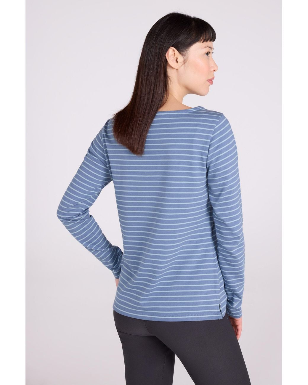 Mountain Warehouse Blue 'St Ives' Long Sleeve Lightweight Breathable Crew Neck Cotton Top