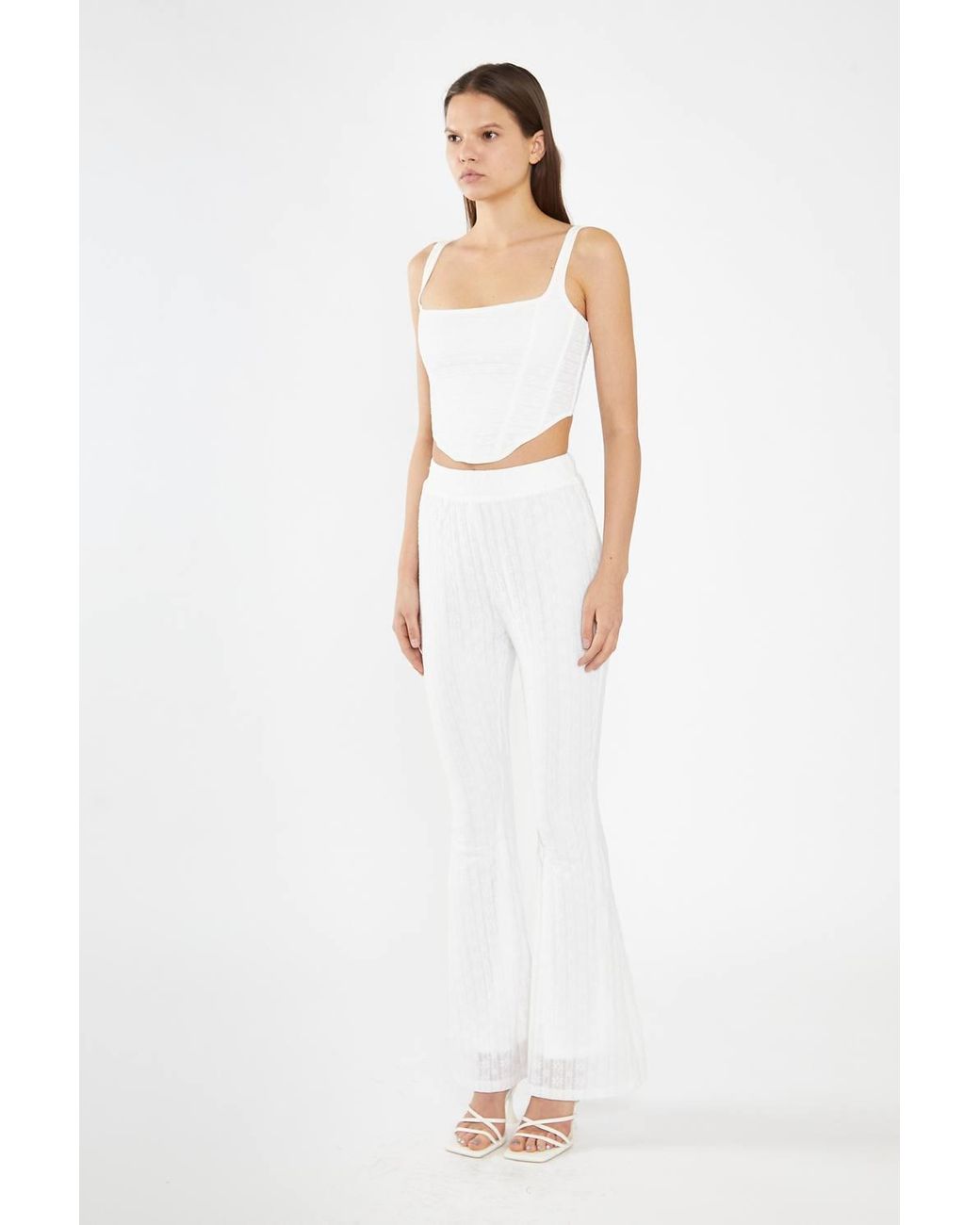 Shnoo White Off Lace Square Neck Corset Top