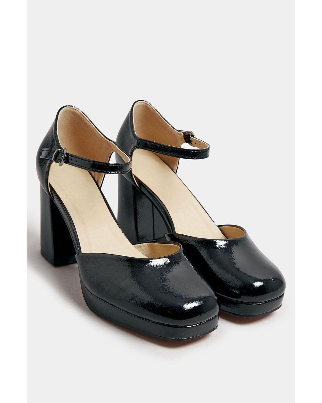 Yours Black Extra Wide Fit Court Heels
