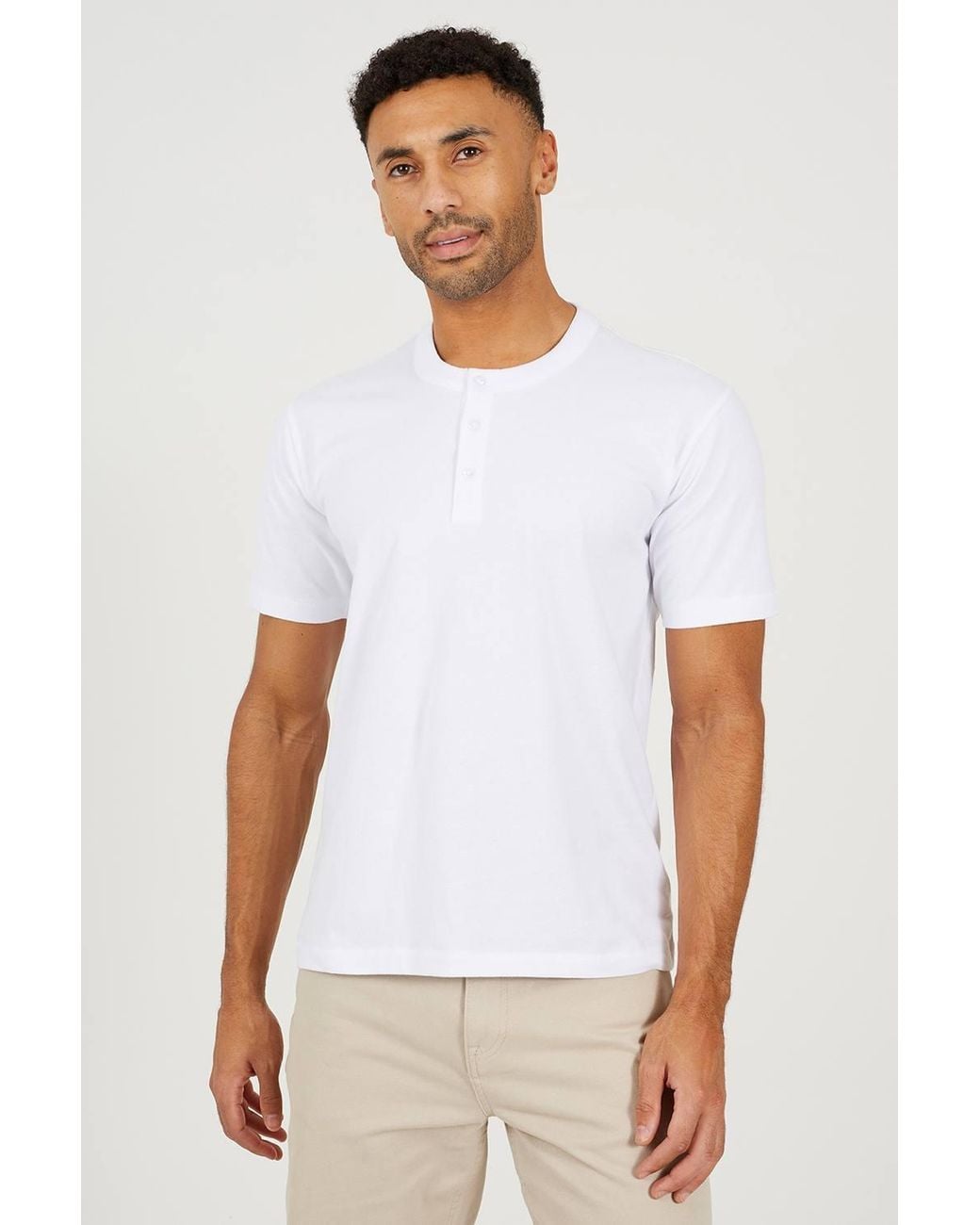 Brave Soul White Cotton Jersey Polo Shirt for men