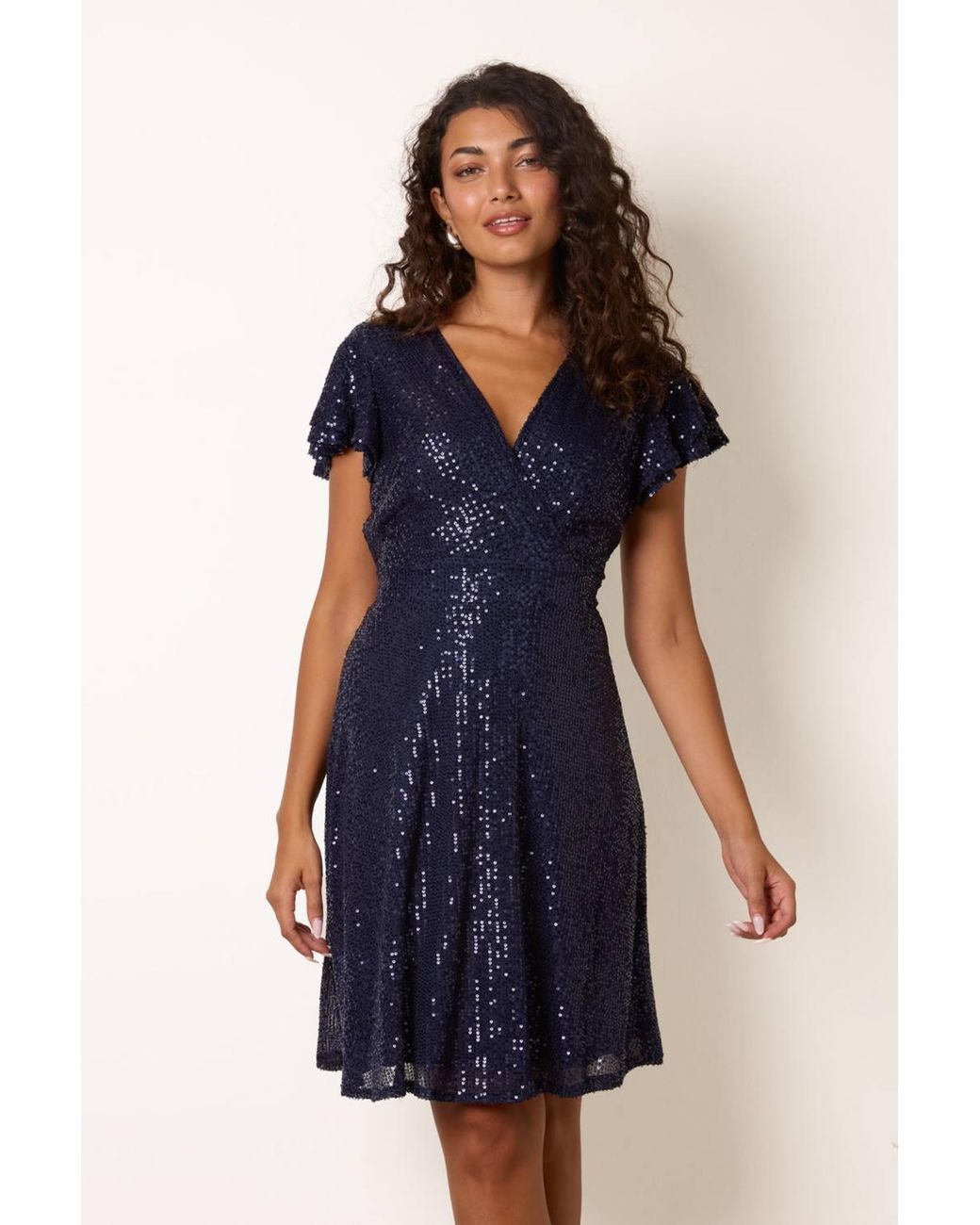 Blue Vanilla Blue Short Sleeve V-Neck Mini Dress