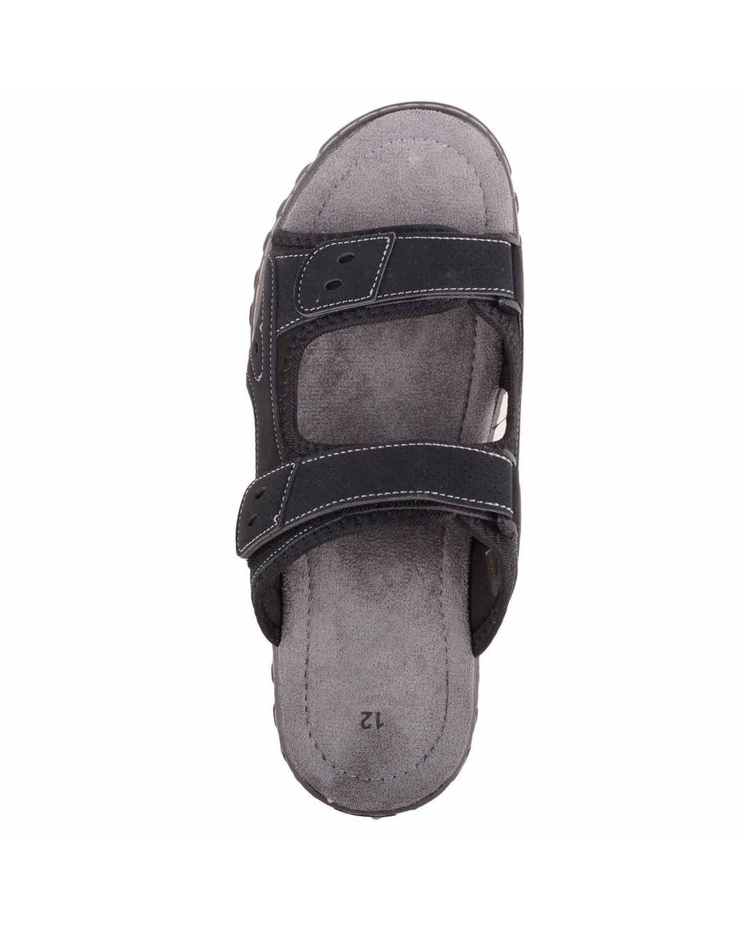 Absolute Footwear Black Ultra Lightweight Touch & Close Twin Strap Slip On Mule Sandals for men