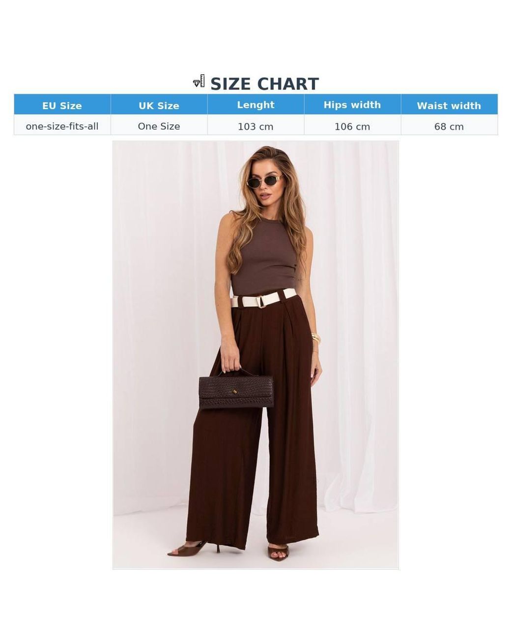 Love Lace Brown Elegant Viscose High Waisted Wide Leg Trousers