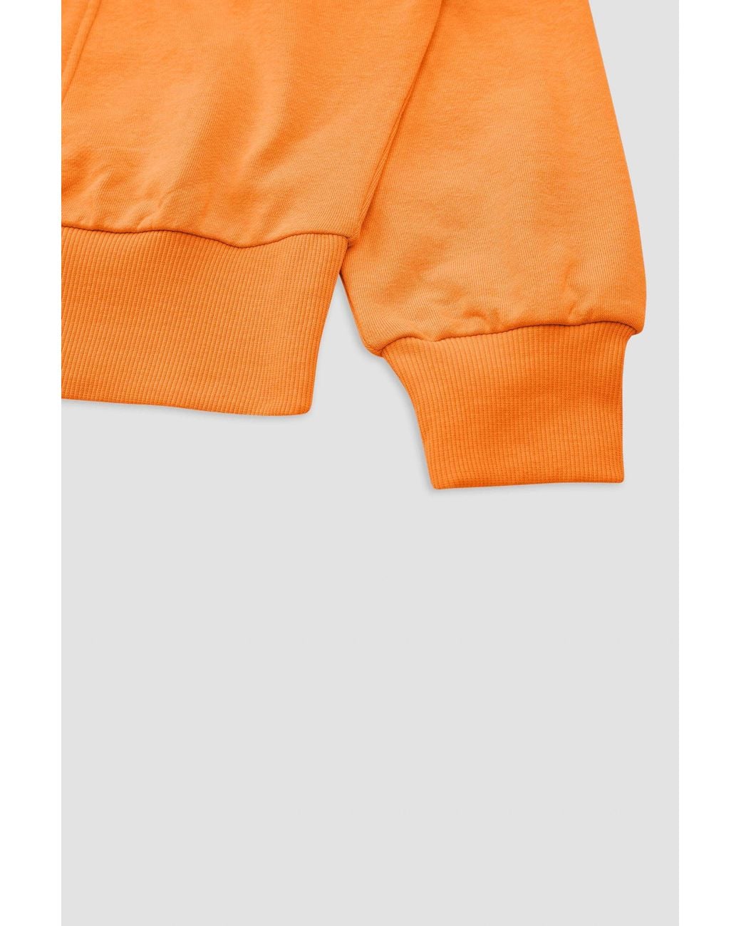 Enorsia Orange Relaxed Fit Terry Cropped Sweatshirt