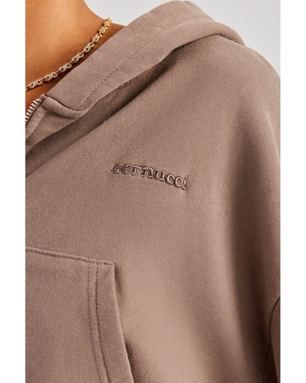 CERNUCCI Brown C Cropped Zip Through Hoodie