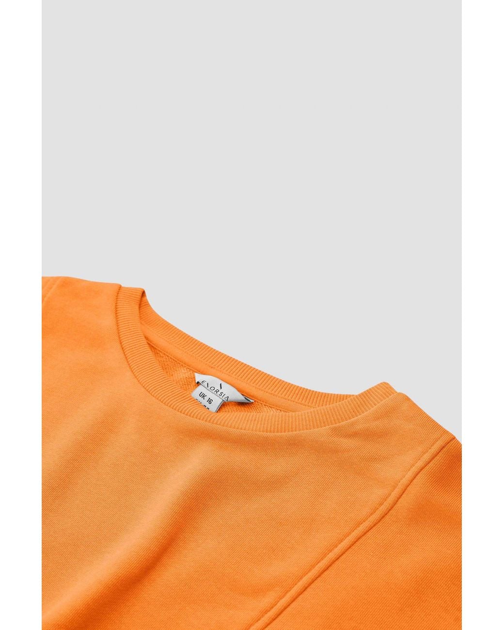 Enorsia Orange Relaxed Fit Terry Cropped Sweatshirt