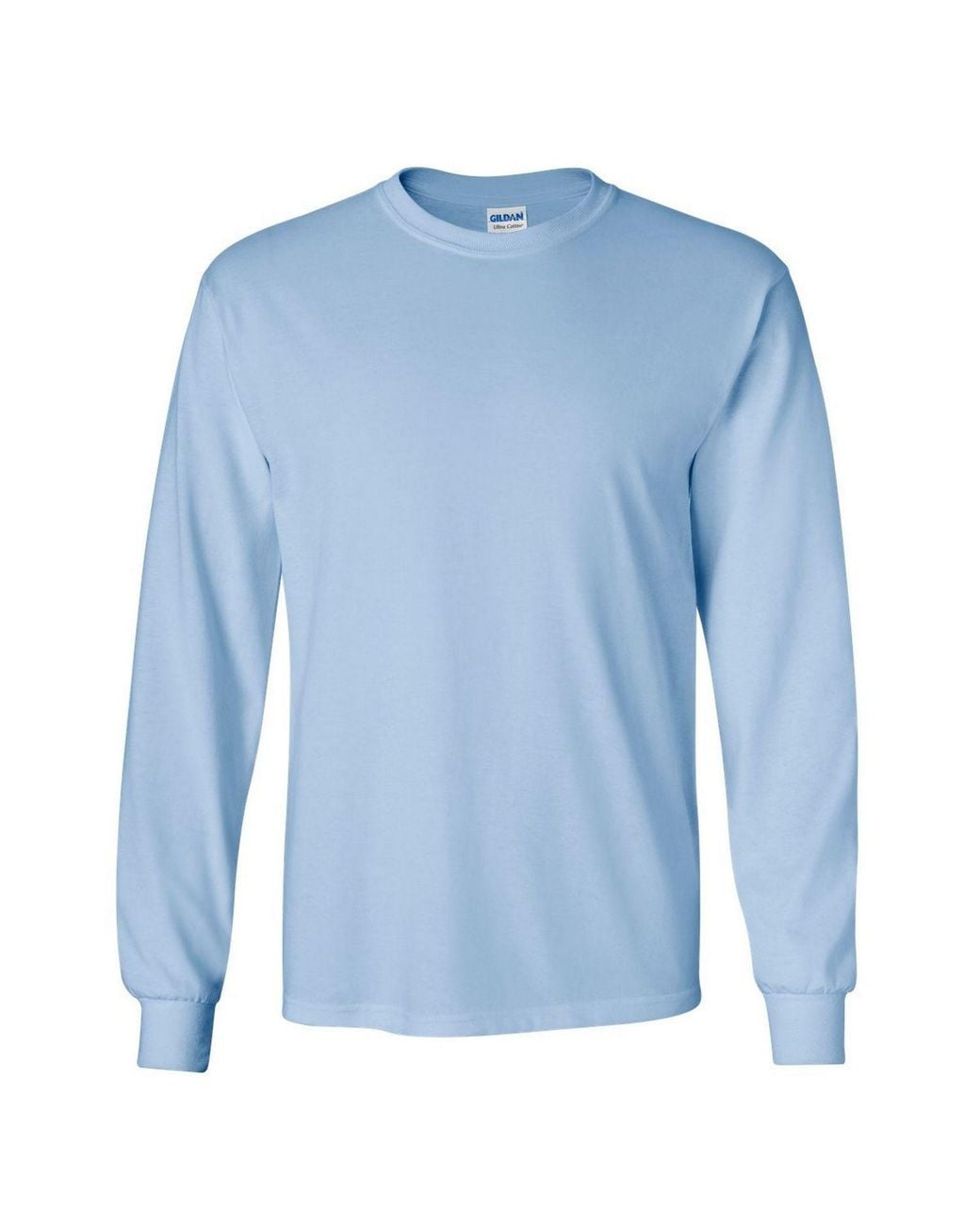 Gildan Blue Plain Crew Neck Ultra Cotton Long Sleeve T-Shirt for men