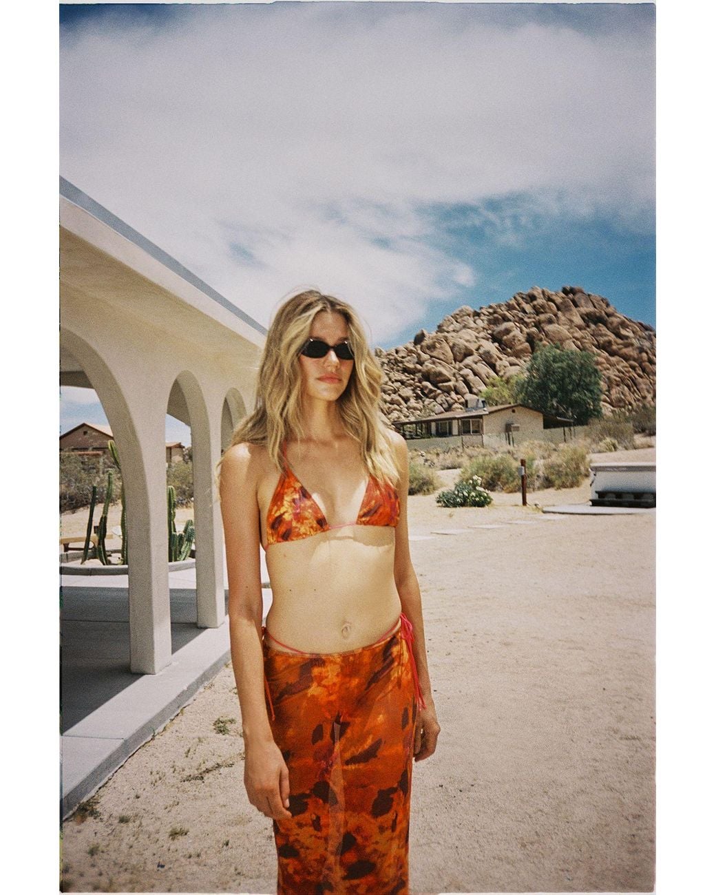 Nasty Gal Natural Tie Dye Triangle Bikini And Maxi Skirt 3Pc Set