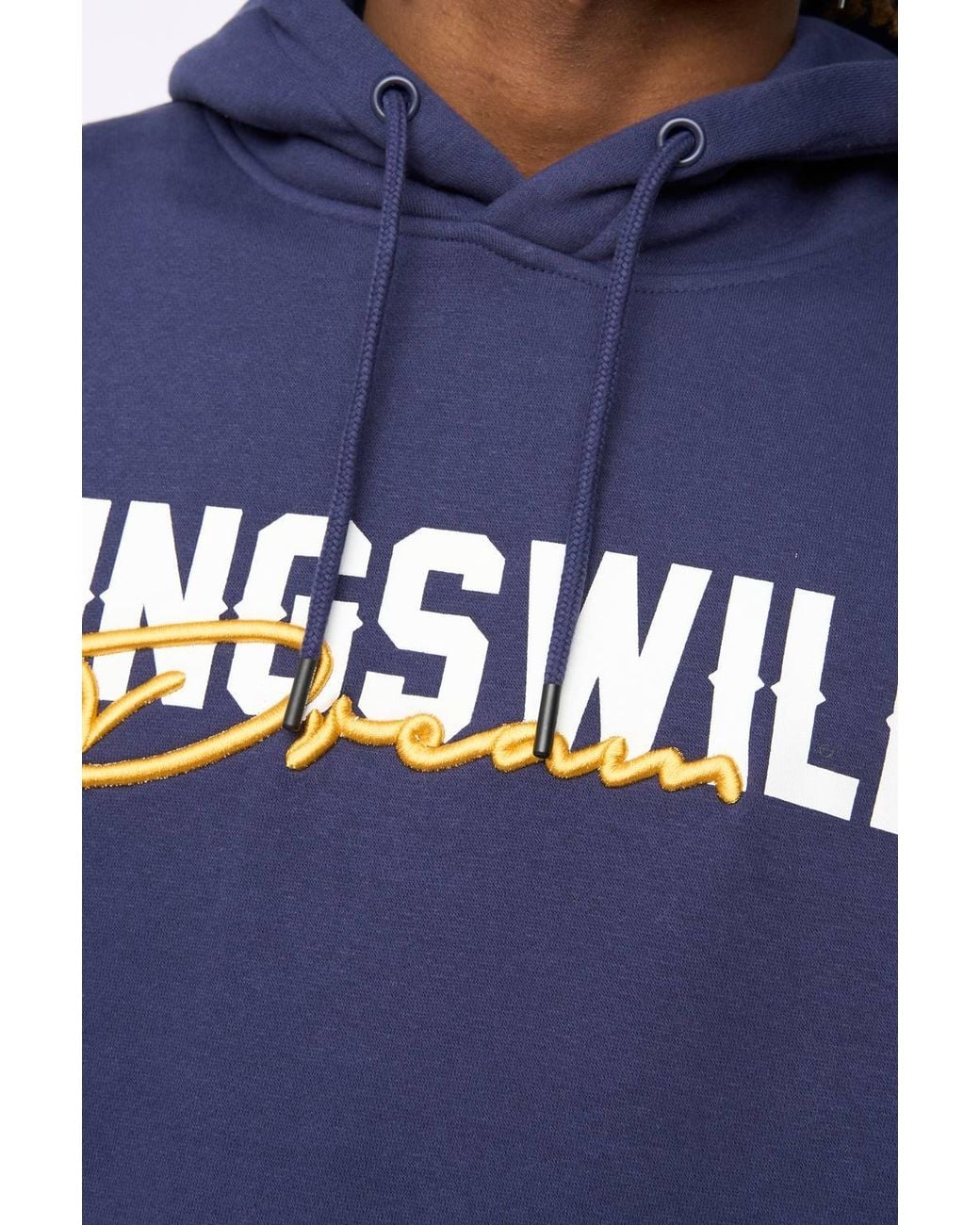 Kings Will Dream Blue Bilkie Cotton-Rich Regular Fit Overhead Hoodie for men