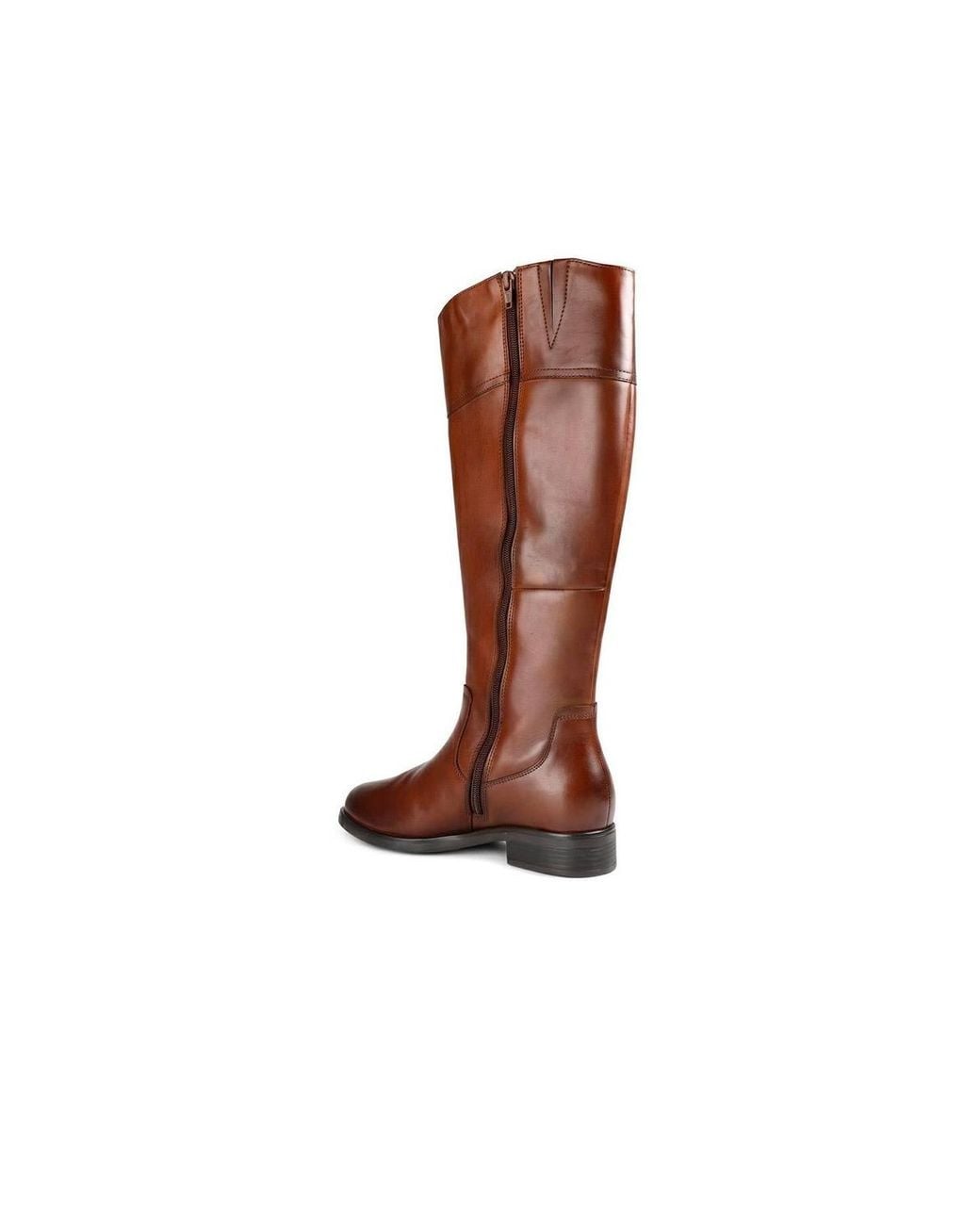 Pavers White Slim Calf Fit Leather Zip Up Long Boots