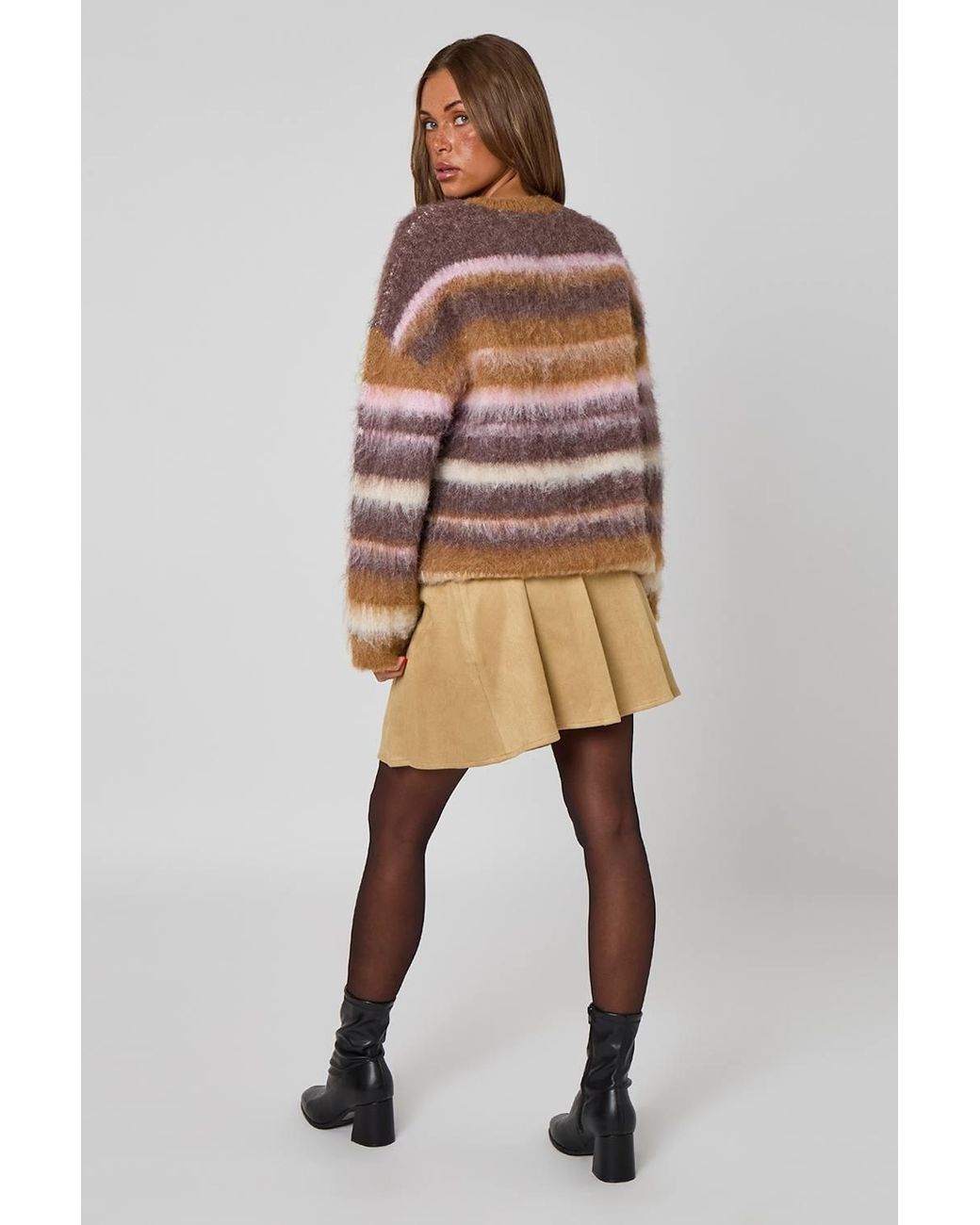 Urban Bliss Natural Faux Suede Belted Mini Skirt