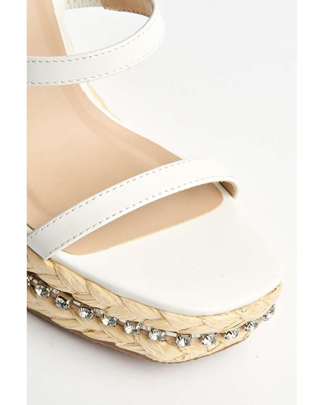Miss Diva Natural Michelle Espadrille Ankle Strap Stud Sole Sandal Wedge