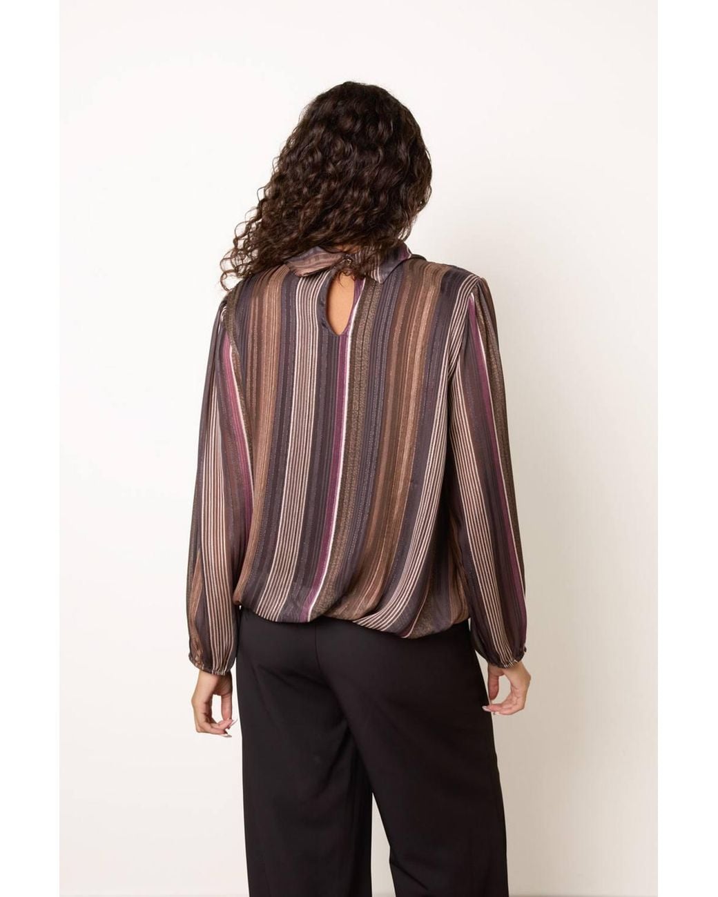 Blue Vanilla Brown Long Sleeve Collar Blouse