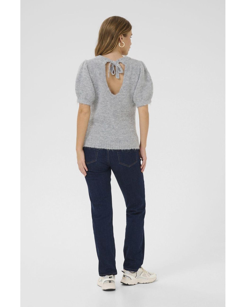 Kaffe Gray Kaemilie Tie Back Half Sleeves Pullover