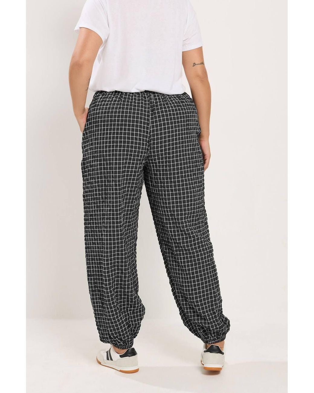 Yours Black Check Balloon Trousers