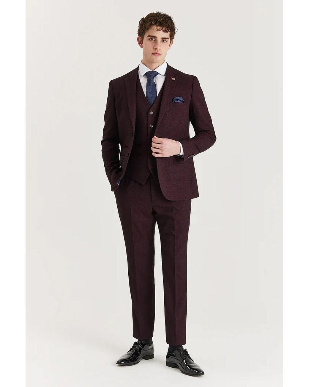 Paul Andrew Red Regent Trousers Plaid Check Formal Suit Pants for men