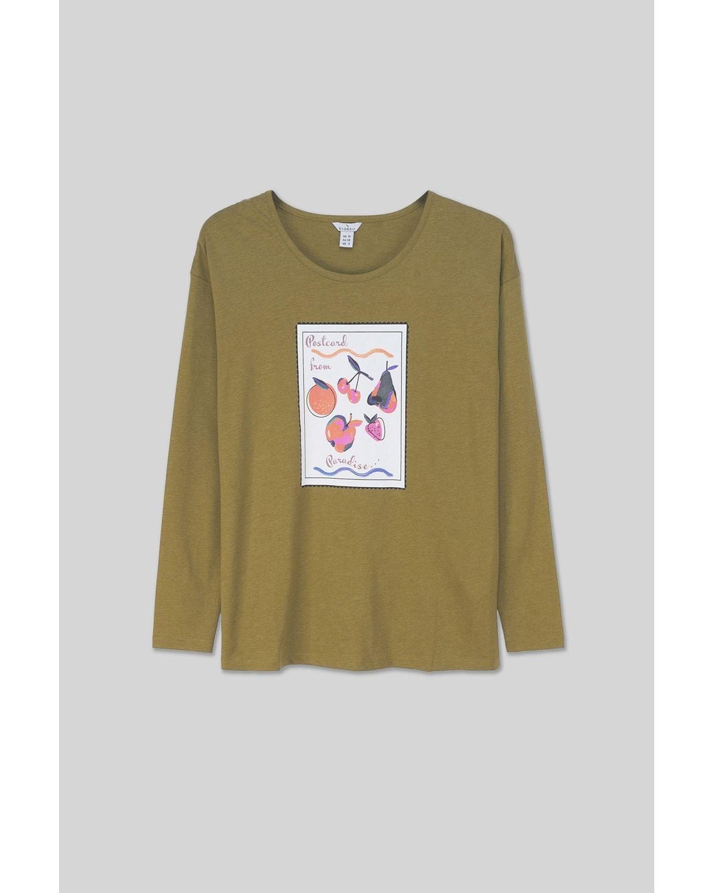 Enorsia Green Crew Neck Long Sleeve T-Shirt