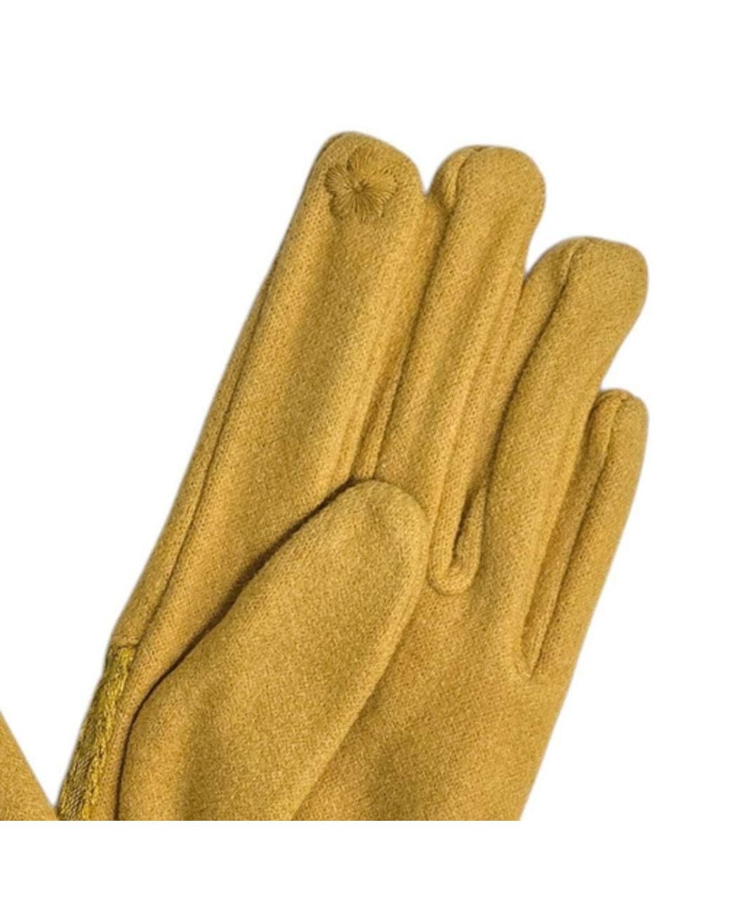 Love EMVY Metallic Cashmere Blend Gloves With Button Detailing