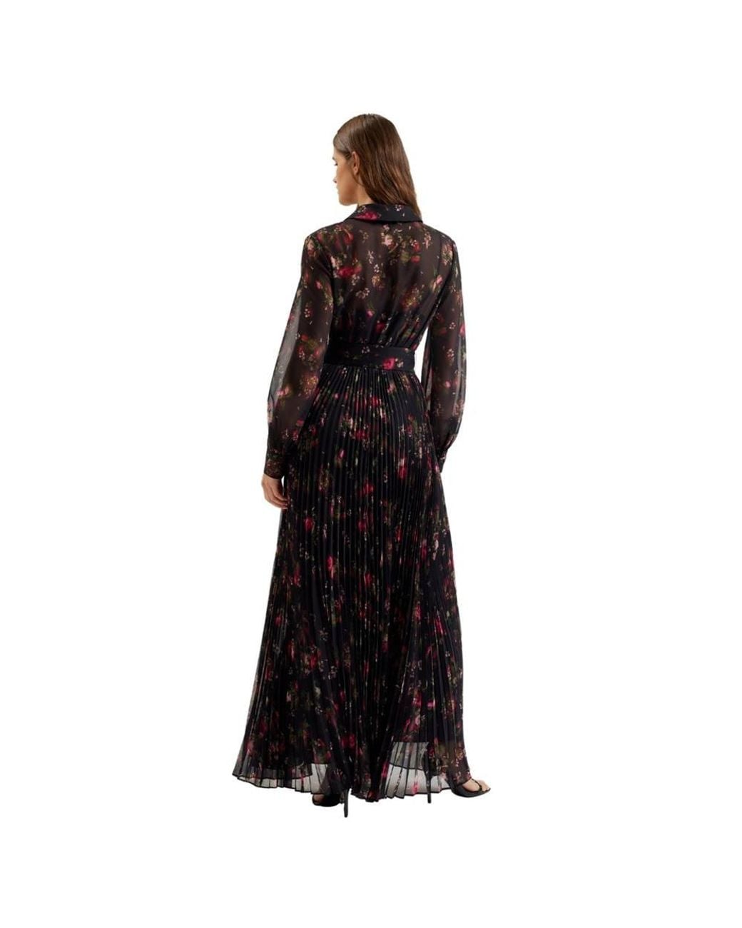 Ted Baker Black Ceiba Long Sleeve Crew Neck Regular Fit Maxi Dress