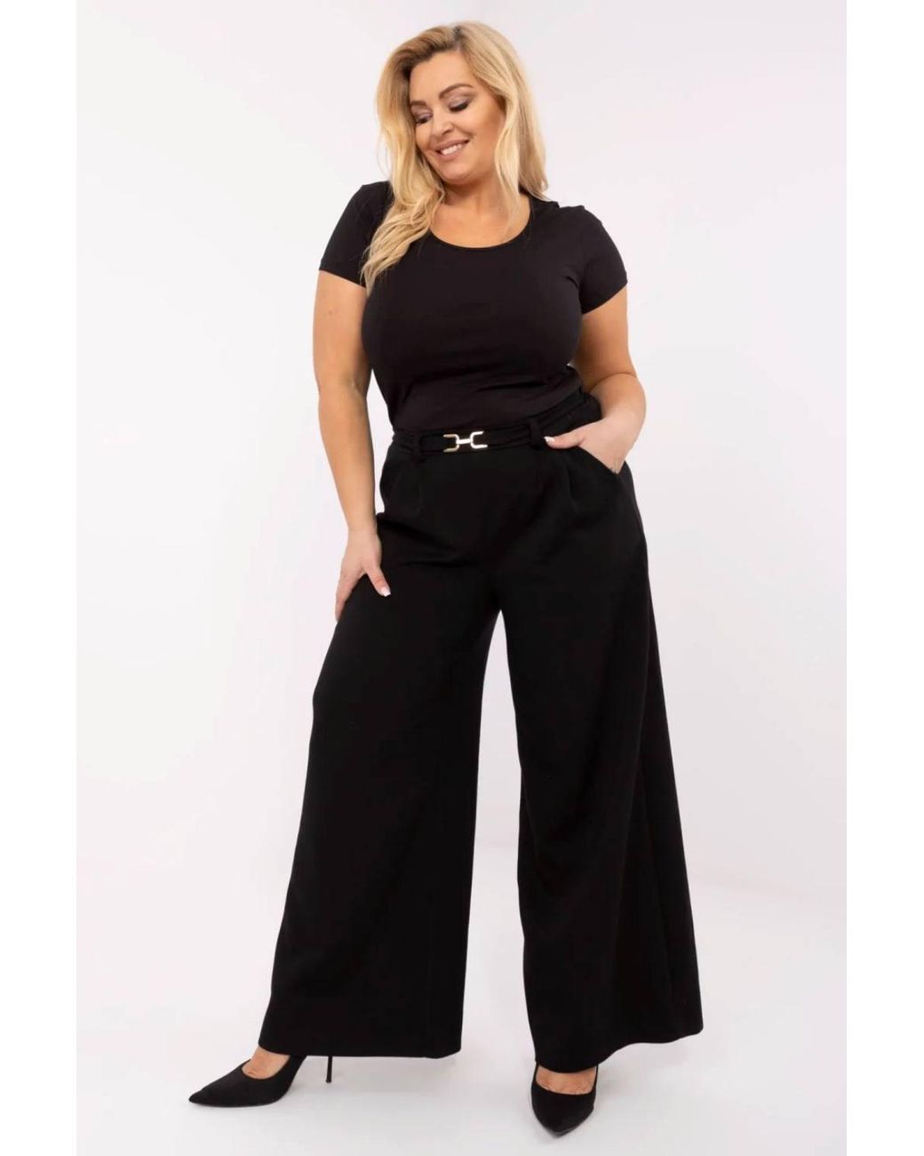 Love Lace Black Plus Size Cotton Elastane Casual T-Shirt