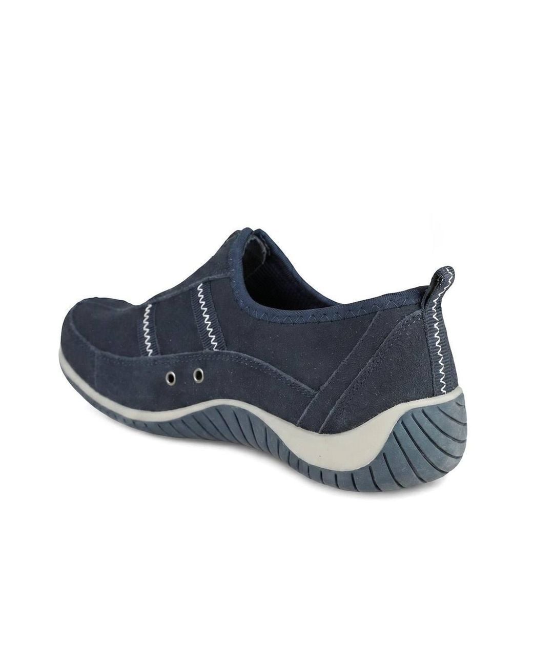 Pavers Blue Memory Foam Leather Slip On Trainers