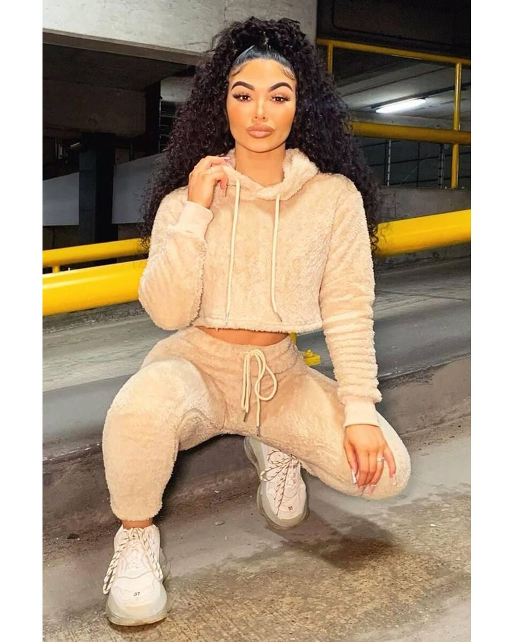 Rebellious Fashion Black Amyia Cropped Teddy Hoodie