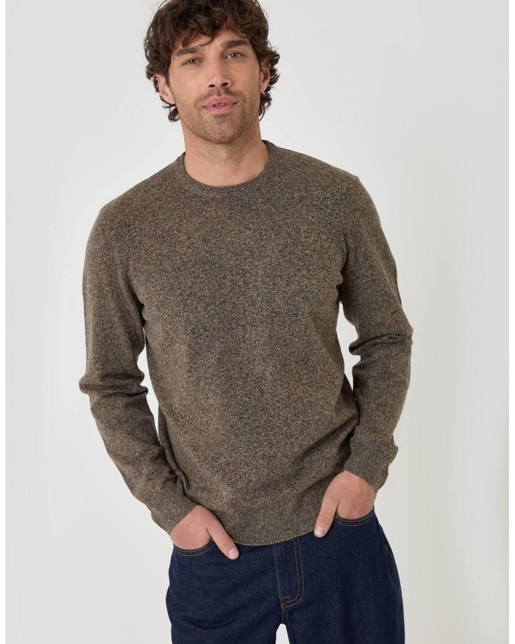 Threadbare Gray Jersey Stitch Crew Neck Jumper for men