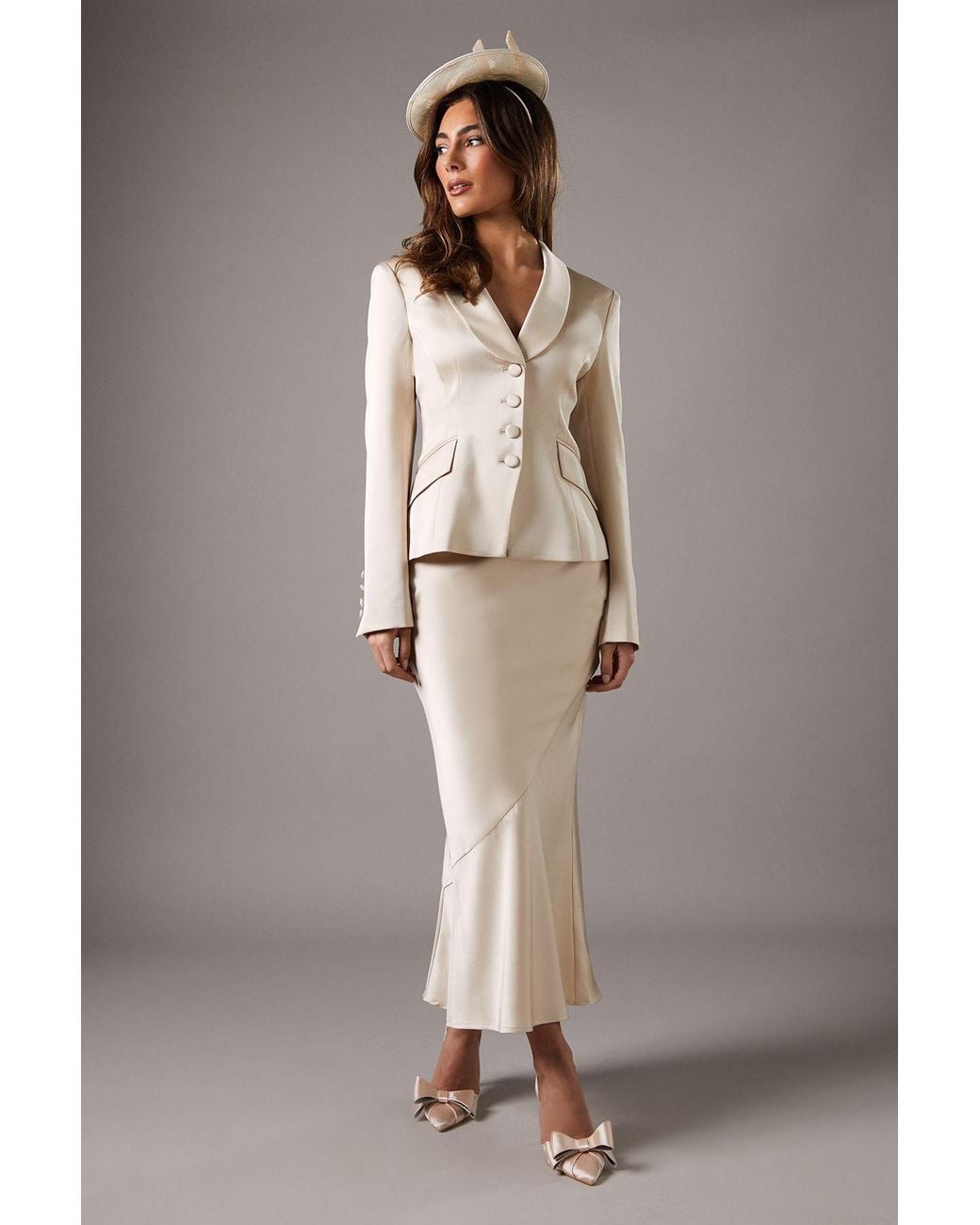 Coast Natural Waisted Jacket With Satin Lapel