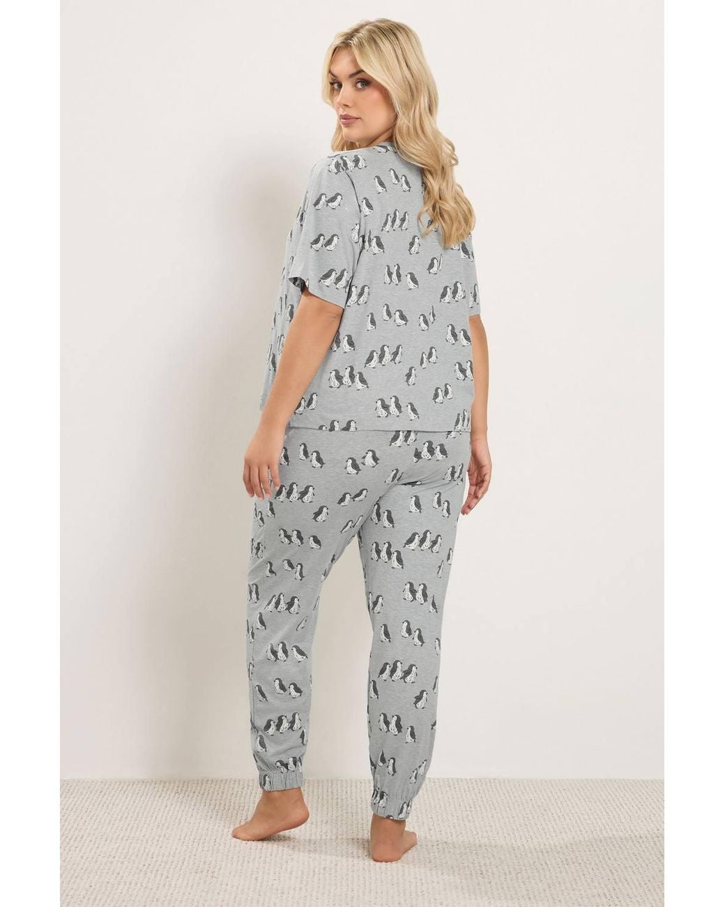 Yours Gray Penguin Cuffed Pyjama Set