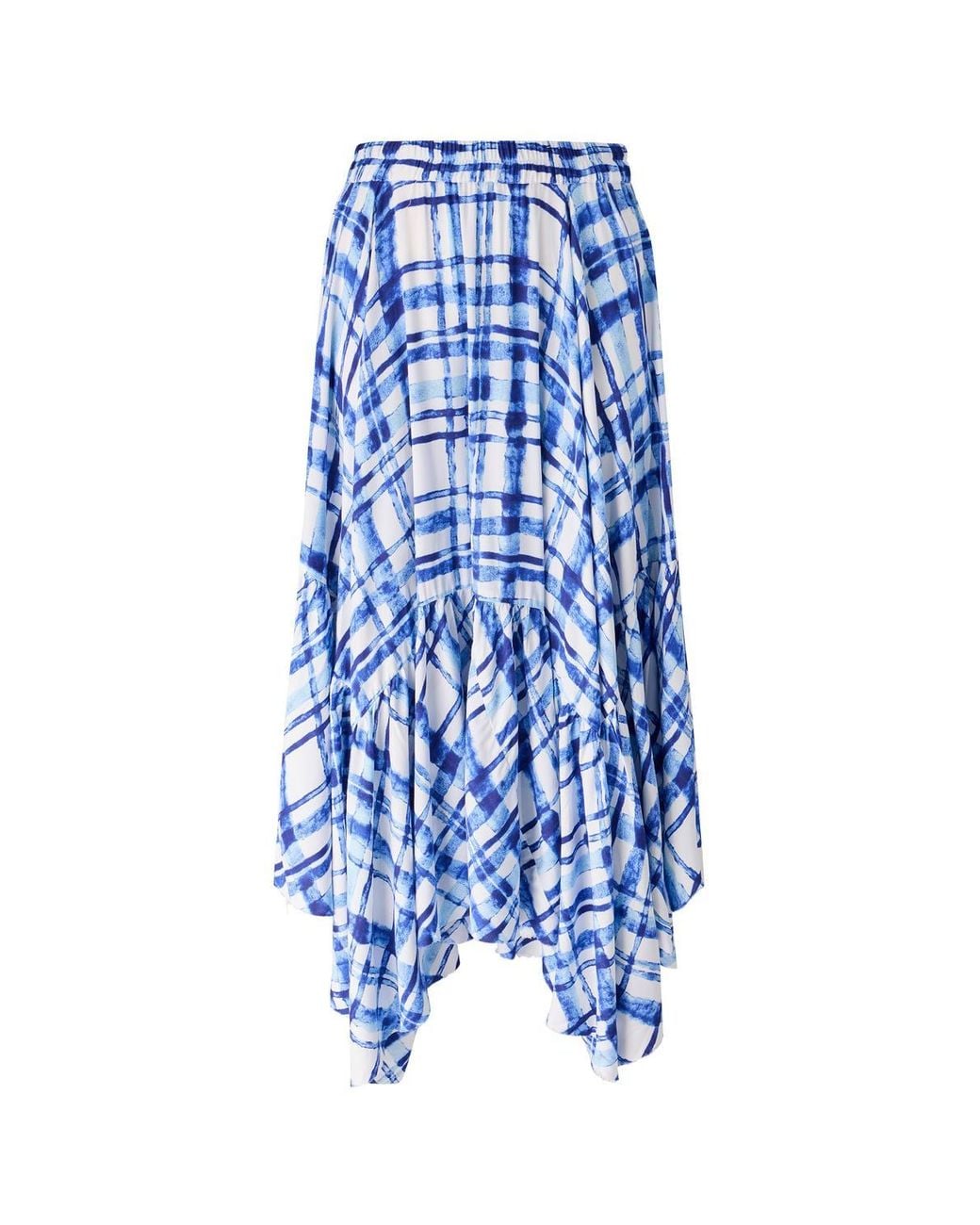 Joe Browns Blue Check Print Hanky Hem Maxi Skirt