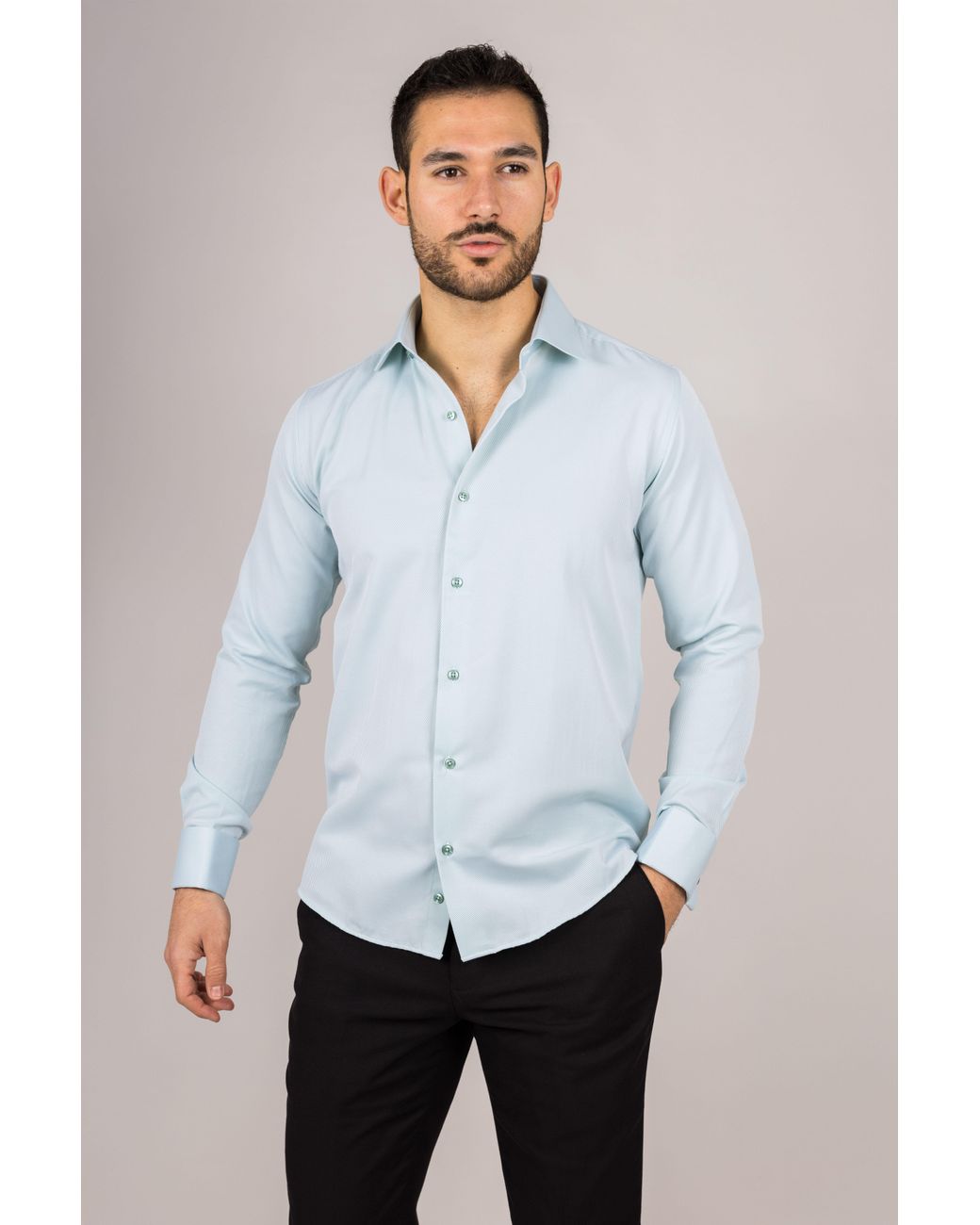 TruClothing Blue Long Sleeve Regular Fit Double Cuff Twill Oxford Shirt for men