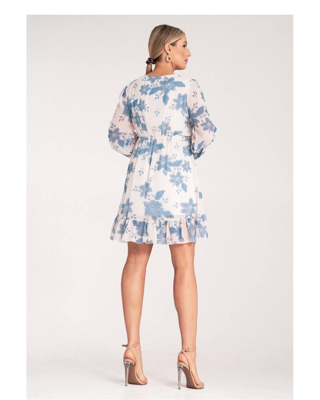 Love Lace White Floral Wrap Long Sleeve Midi Dress