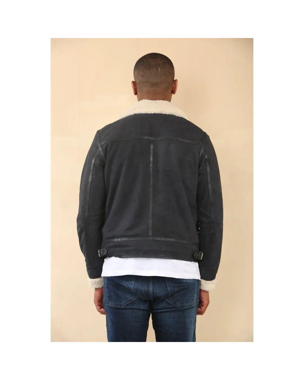TruClothing Gray Suede Pilot Aviator Leather Jacket for men