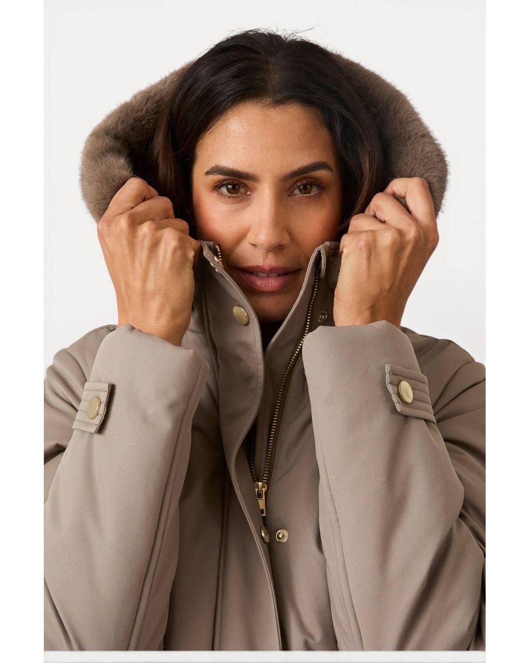 DAMART Brown Thermal Padded Parka With Faux Fur Trim
