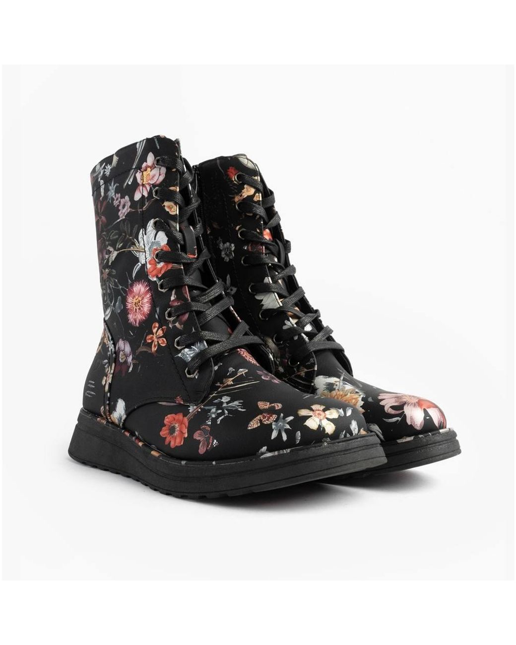 Heavenly Feet Black Martina4 Print Lace Up Ankle Boots