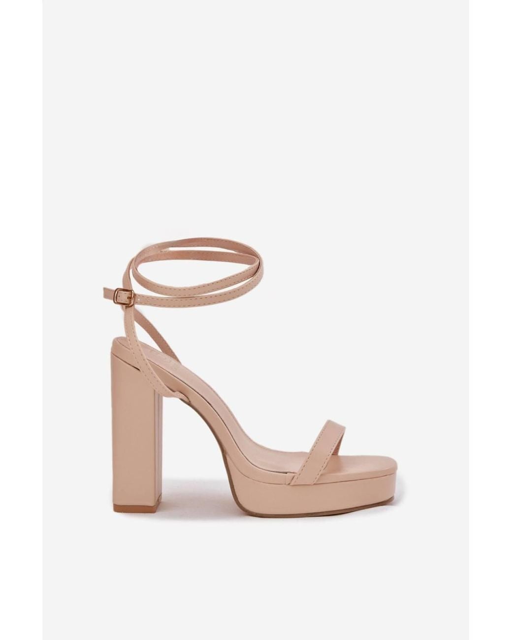 KDMD White Summer Column Heel Platform Sandals With Intertwined Strap