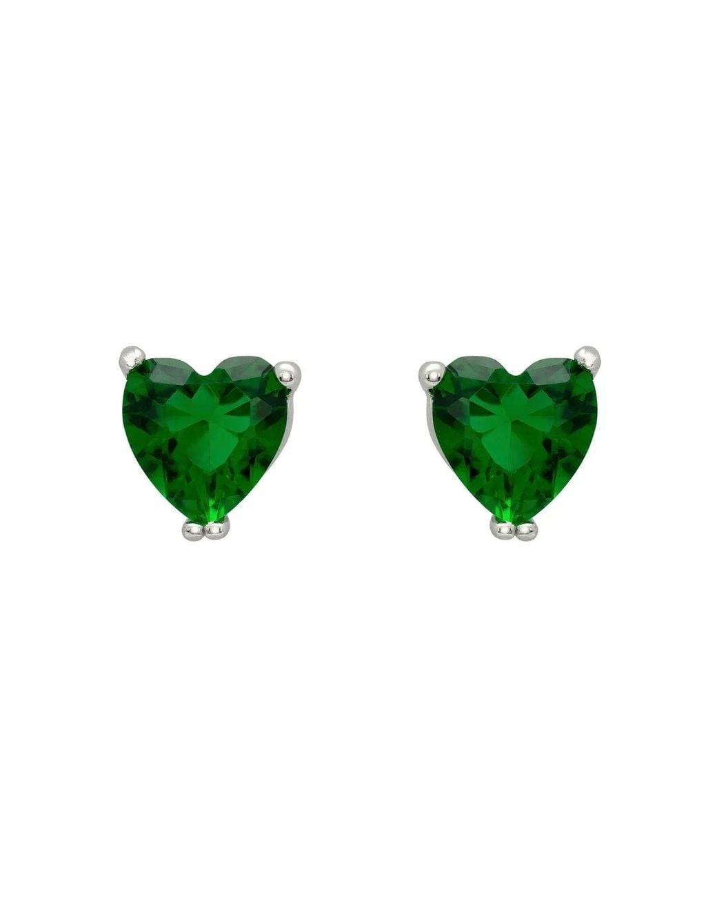 Latelita London Green Asscher Cut Heart Stud Earrings Emerald