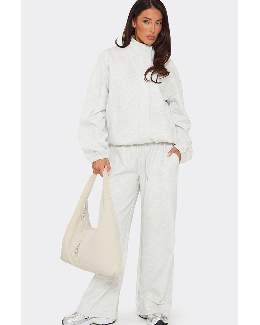 EGO White Long Sleeve High Neck Jacket