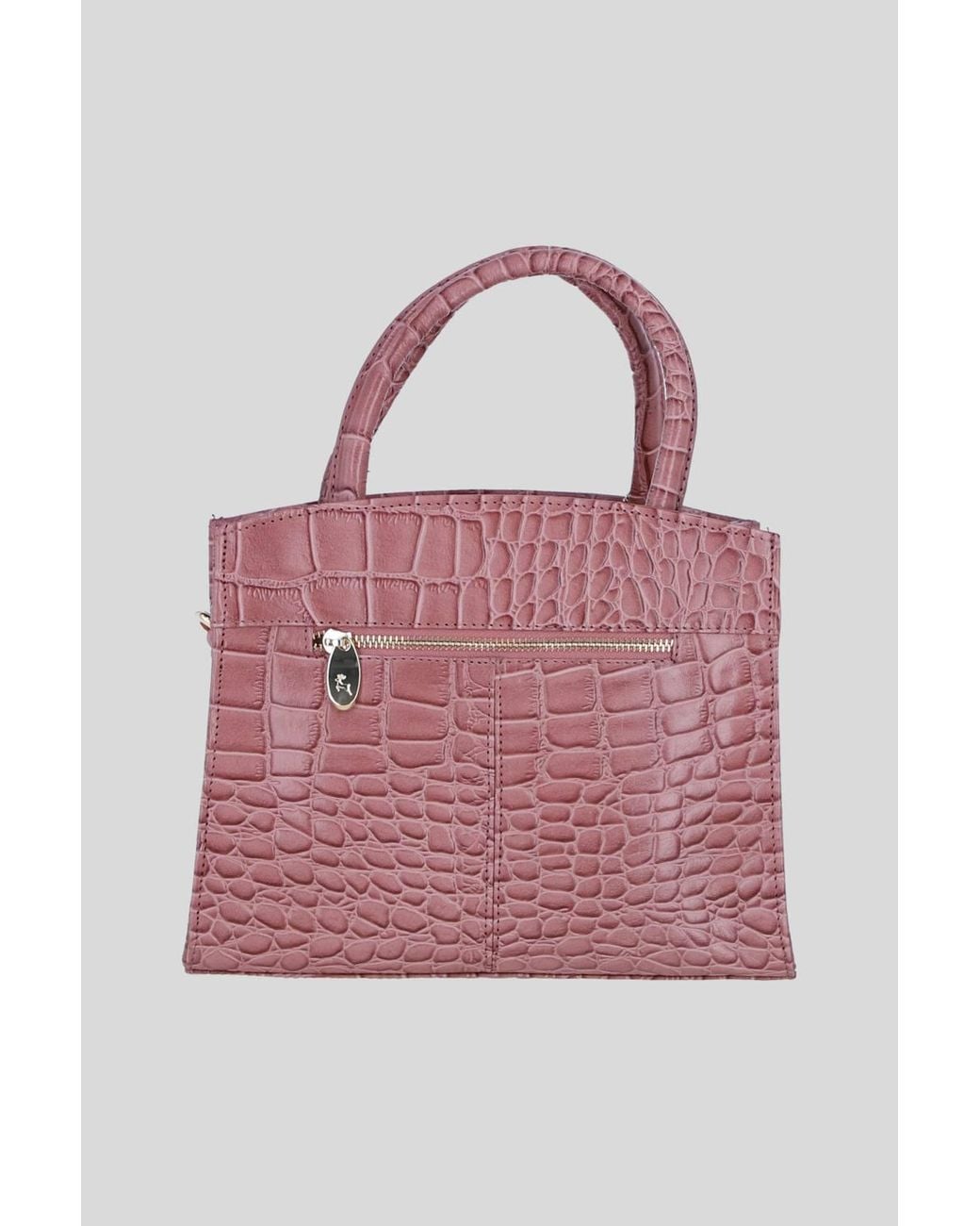 Ashwood Leather Pink Genuine Leather Structured Handbag With Detachable Crossbody Strap