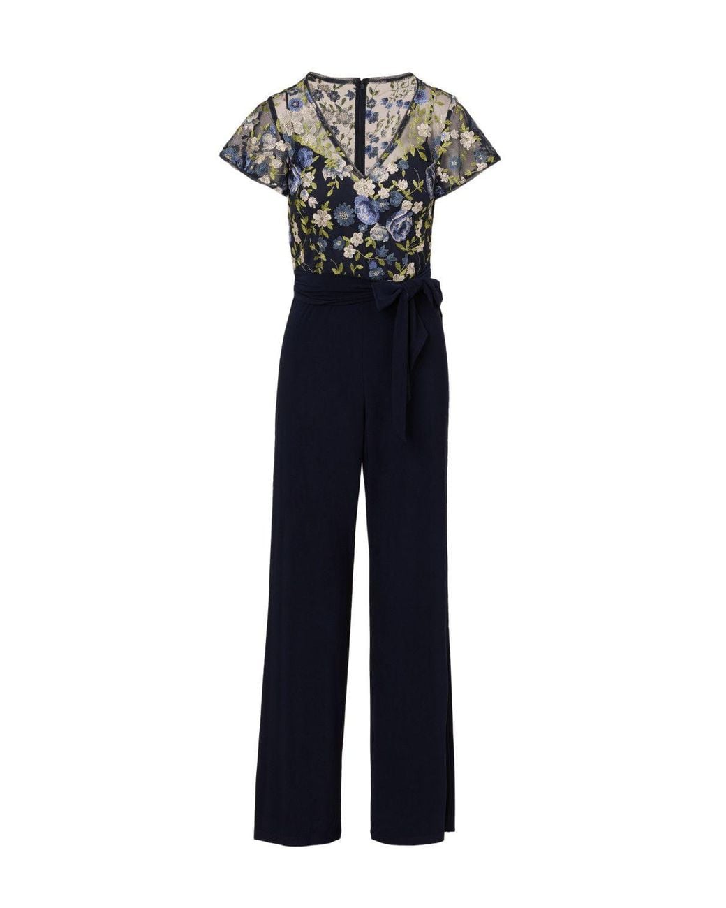 Adrianna Papell Blue Embroidered Combo Jumpsuit