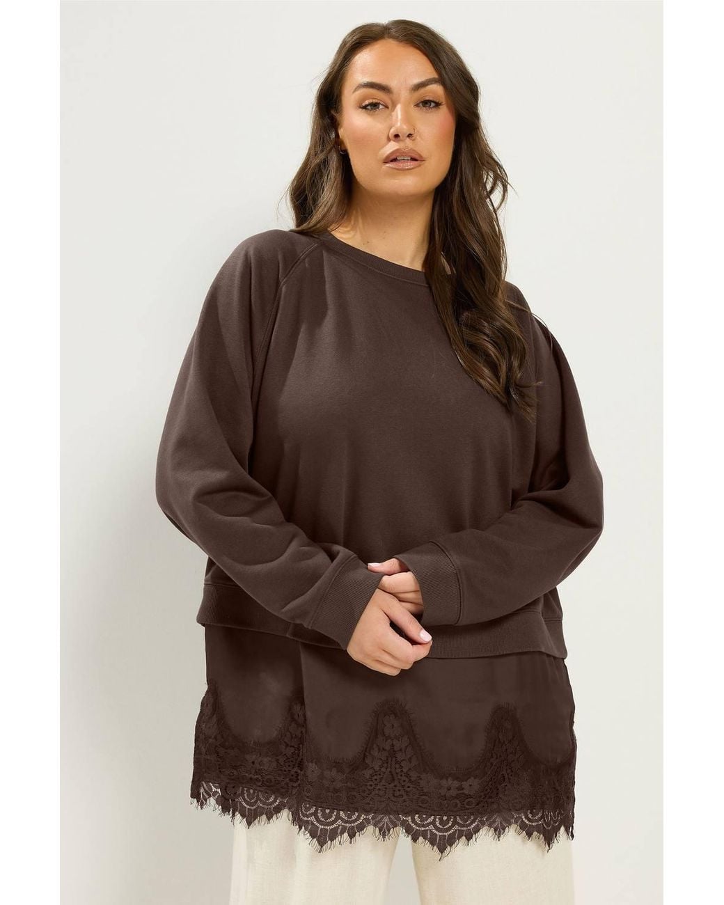 Yours Brown Lace 2-In-1 Jumper
