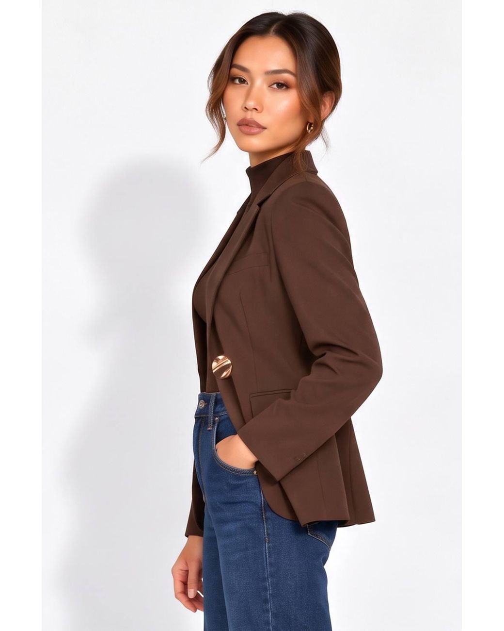 Gini London Blue Fashion Tailoring Button Blazer