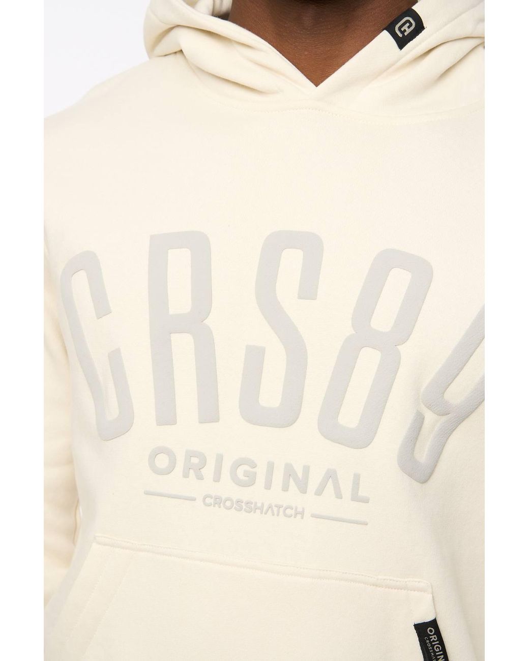 Crosshatch Natural Hallfell Overhead Hoodie With Bold Chest Branding for men