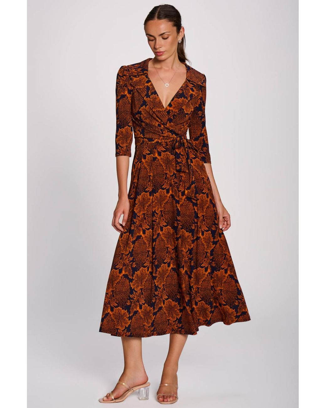 Jolie Moi Brown Wrap Front Jersey Maxi Dress