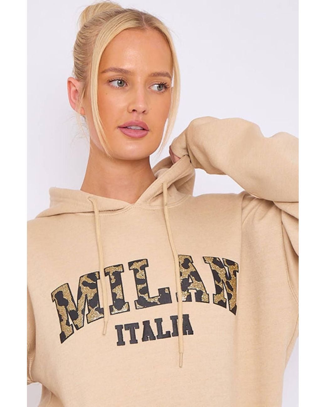 Stylewise Natural Milan Graphic Print Glitter Detail
