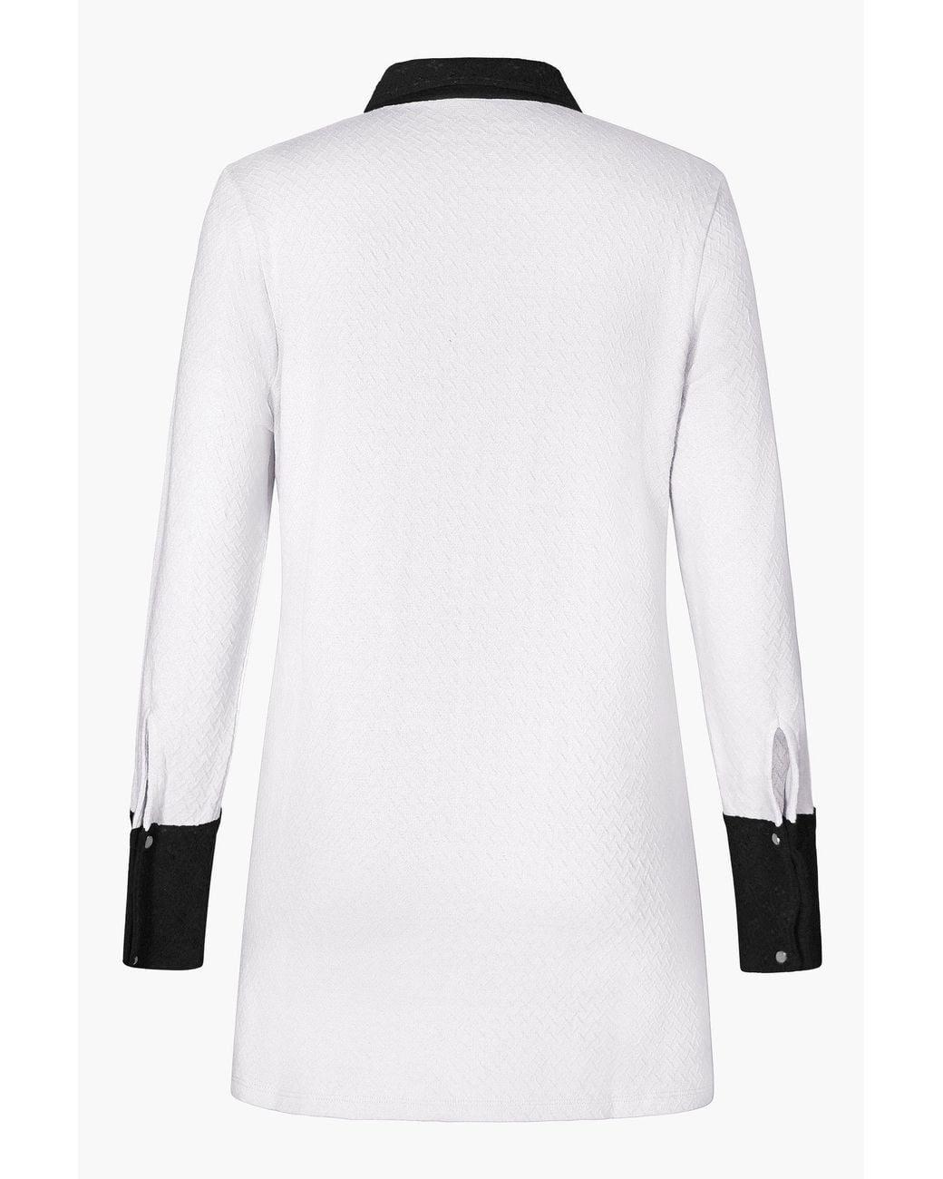 Enorsia White Laced Collar Jersey Tailored Shirt Tops